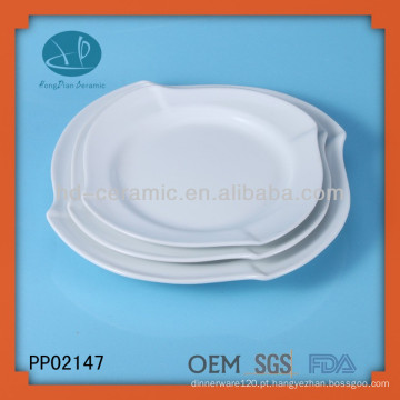 3pcs placa de onda quadrada de porcelana branca, louça de cerâmica